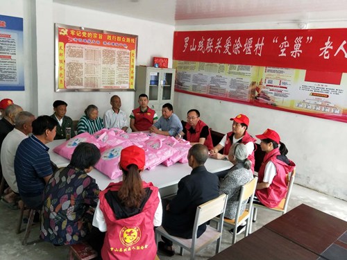 图为县残联志愿者在涂堰村开展志愿活动现场